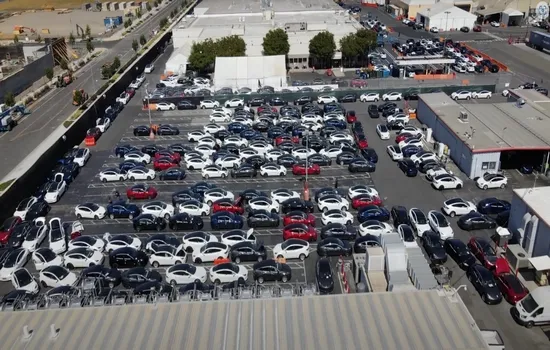 Tesla Cars Parking Lot